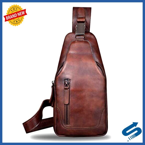 Genuine Leather Sling Backpack Daypack Crossbody Bag Adjustable Strap main image 4